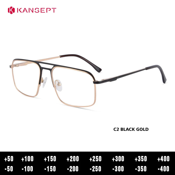 Kansept Women's Full Rim Square Double Bridge Alloy Reading Glasses 72501