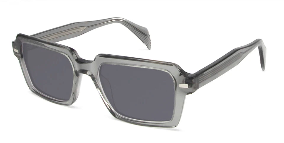 Esnbie Unisex Full Rim Polygon Rectangular Acetate Sunglasses 242031