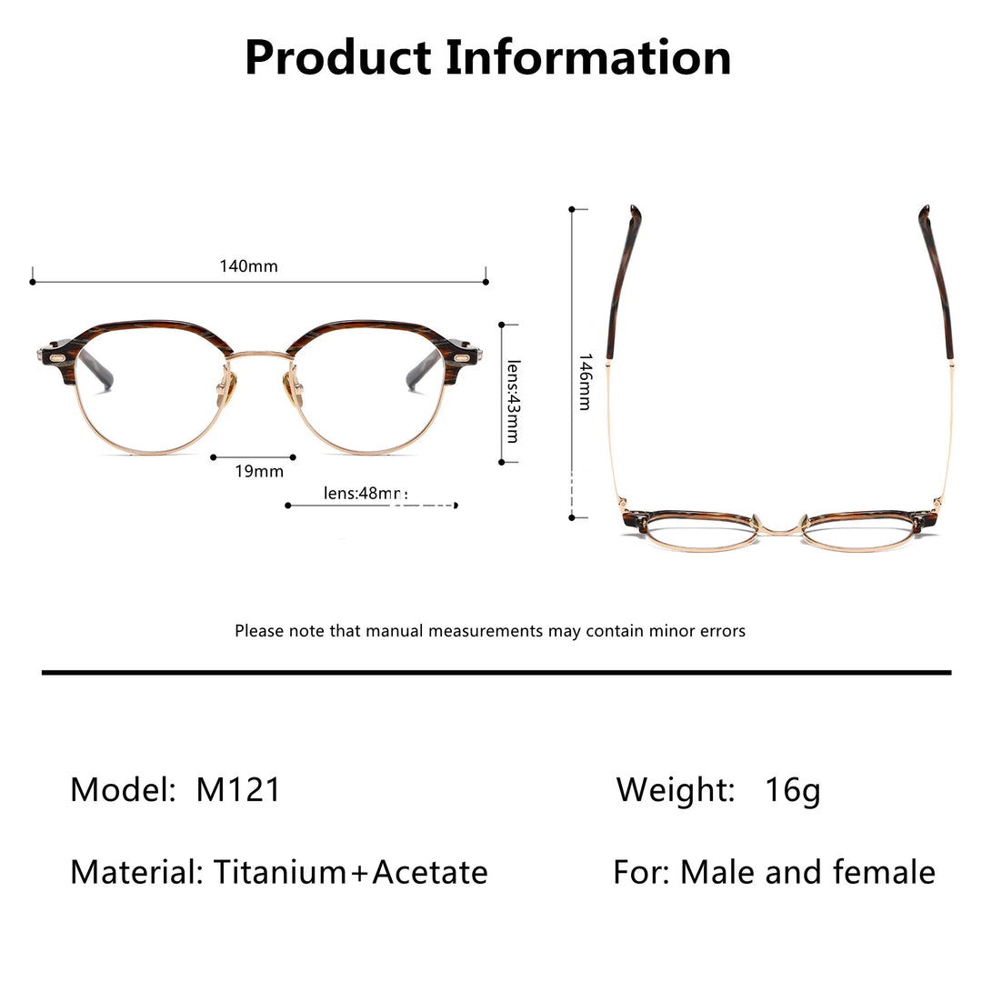 Aimee Unisex Full Rim Flat Top Round Titanium Acetate Eyeglasses 13121 Full Rim Aimee   