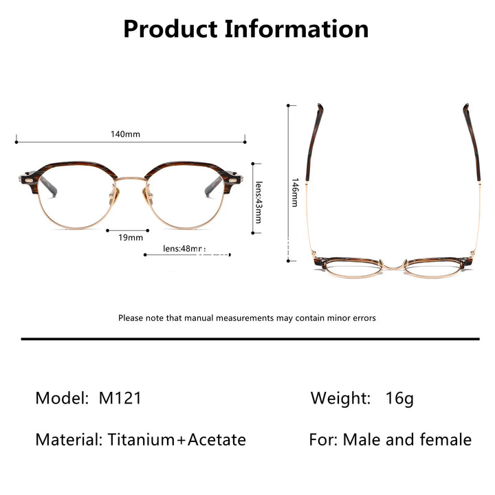 Aimee Unisex Full Rim Flat Top Round Titanium Acetate Eyeglasses 13121 Full Rim Aimee   