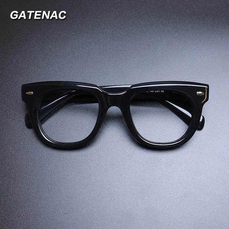 Gatenac Unisex Full Rim Square Acetate Eyeglasses Gxyj1134 Full Rim Gatenac   