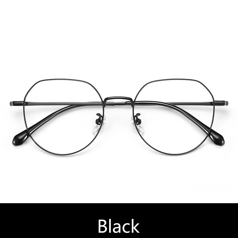 Yimaruili Unisex Full Rim Flat Top Oval Titanium Alloy Eyeglasses 3244 Full Rim Yimaruili Eyeglasses Black  