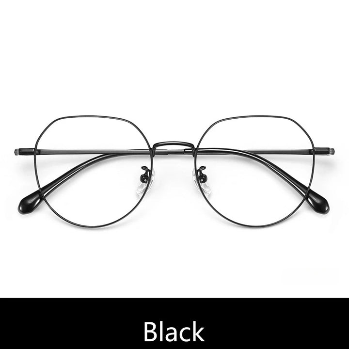 Yimaruili Unisex Full Rim Flat Top Oval Titanium Alloy Eyeglasses 3244 Full Rim Yimaruili Eyeglasses Black  