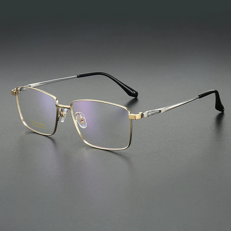 Muzz Men's Full Rim Big Polygon Square Titanium Eyeglasses 82916