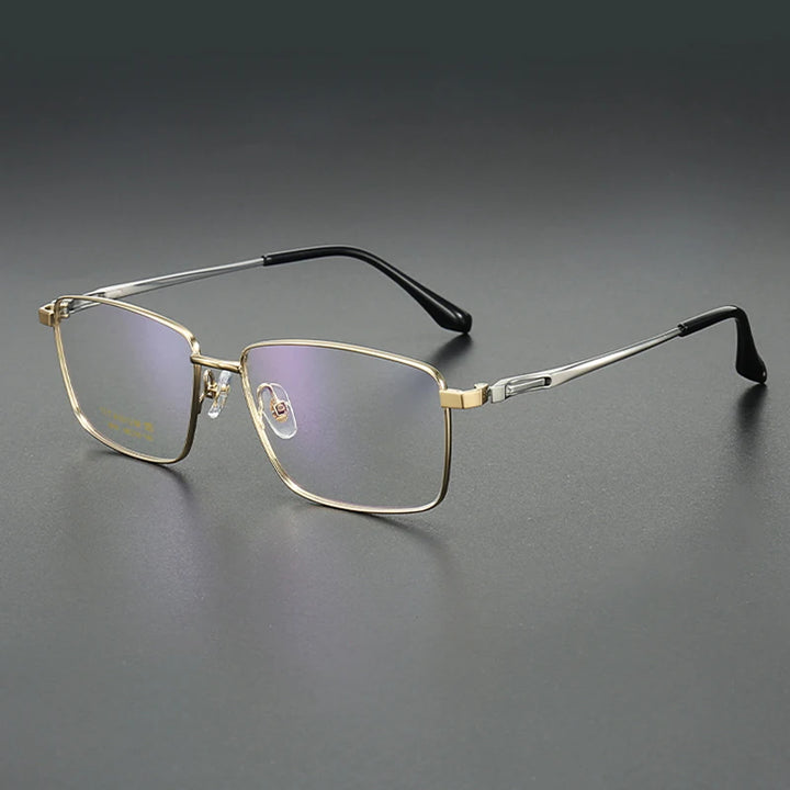 Muzz Men's Full Rim Big Polygon Square Titanium Eyeglasses 82916