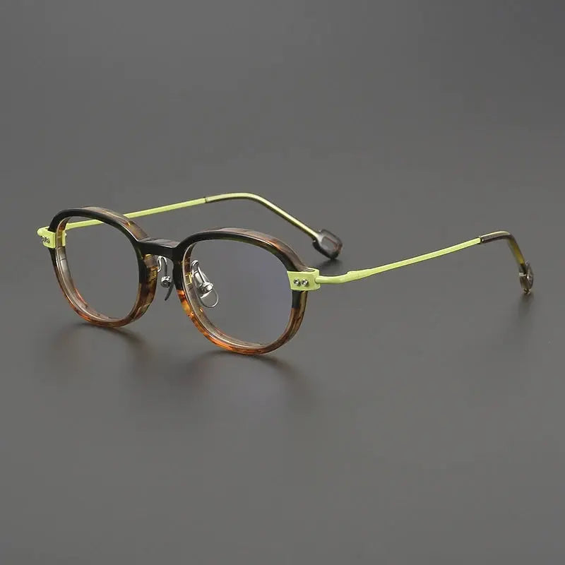 Gatenac Unisex Full Rim Big Square Acetate Titanium Eyeglasses 679010 FuzWeb