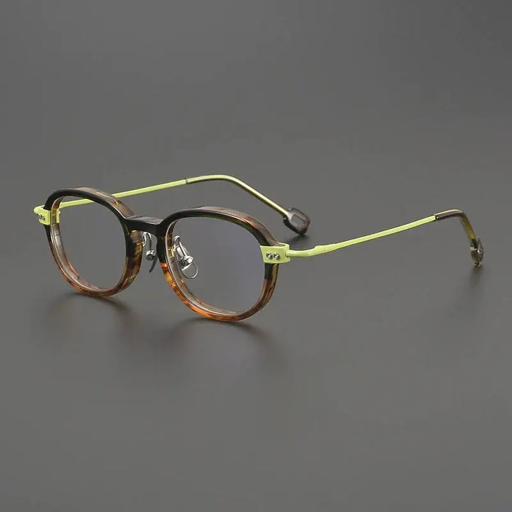 Gatenac Unisex Full Rim Big Square Acetate Titanium Eyeglasses 679010 FuzWeb