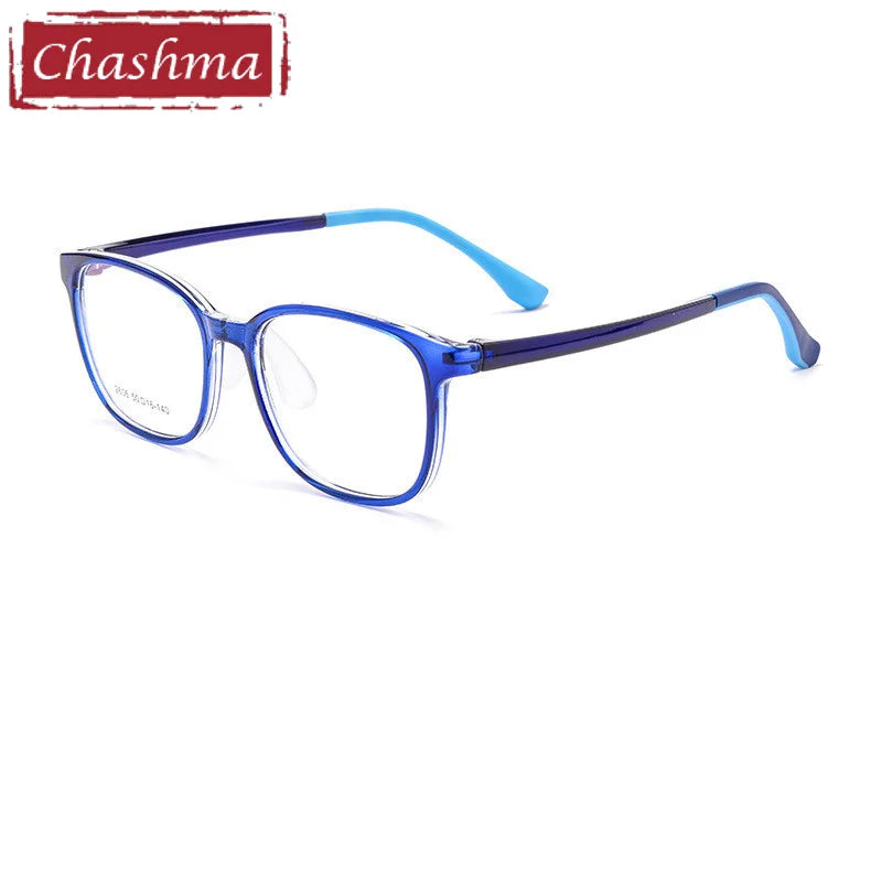 Chashma Ottica Unisex Youth Full Rim Square Tr 90 Titanium Eyeglasses 2606 Full Rim Chashma Ottica Dark Blue  