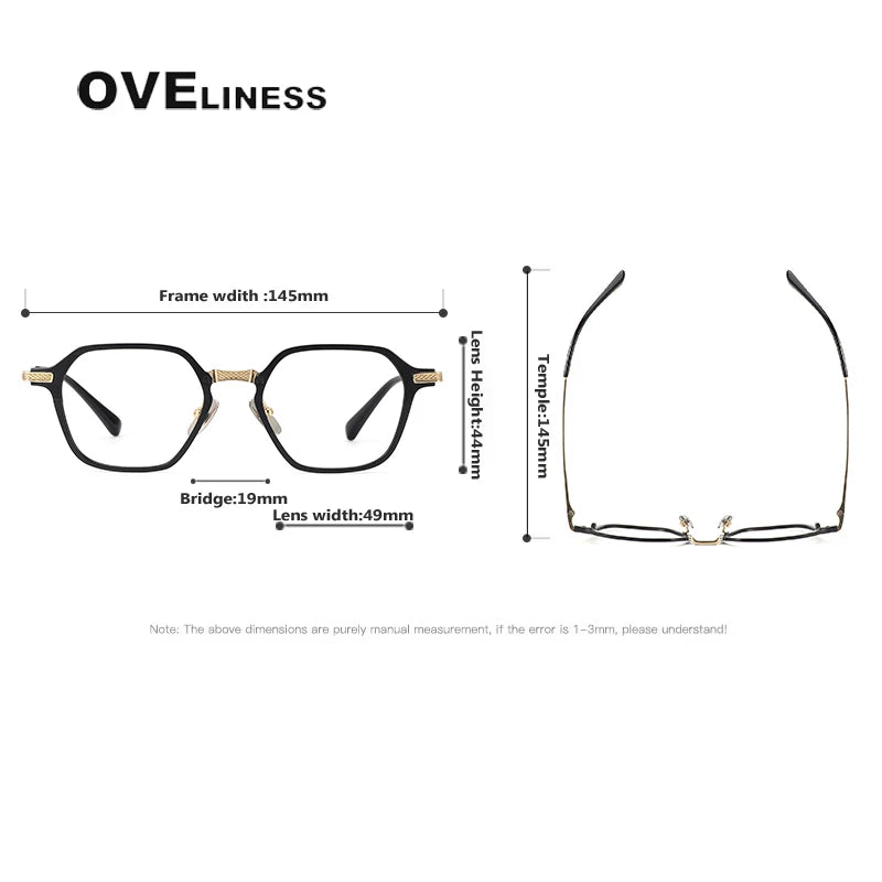 Oveliness Unisex Full Rim Polygon Square Titanium Eyeglasses 3425 Full Rim Oveliness   