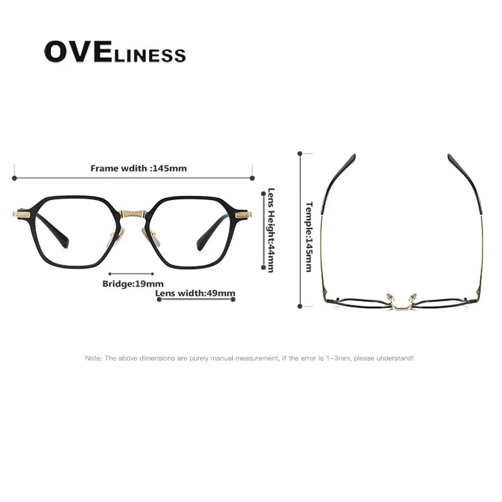 Oveliness Unisex Full Rim Polygon Square Titanium Eyeglasses 3425 Full Rim Oveliness   