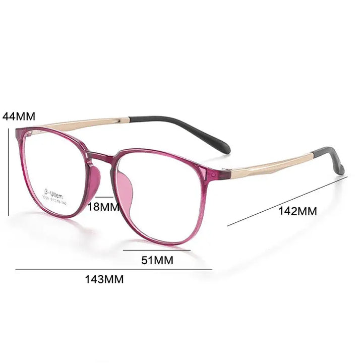 Gatenac Unisex Full Rim Square Tr 90 Titanium Eyeglasses 773309 FuzWeb