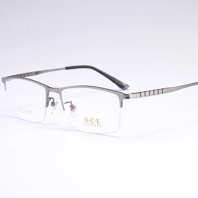 Reven Jate Men's Semi Rim Square Titanium Eyeglasses 65011