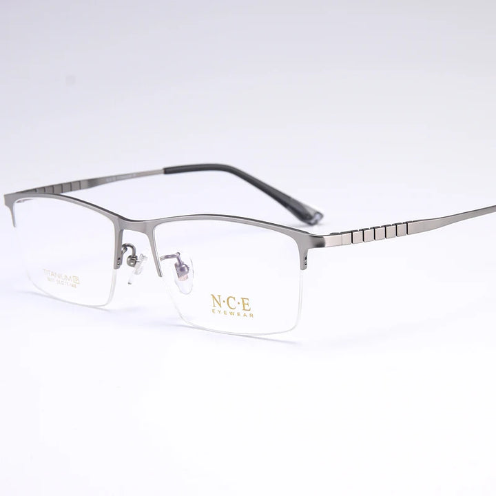 Reven Jate Men's Semi Rim Square Titanium Eyeglasses 65011