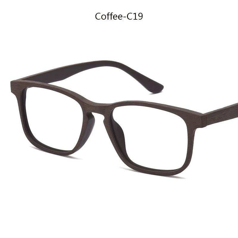 Hdcrafter Women's Full Rim Square Wood Titanium Eyeglasses 98098