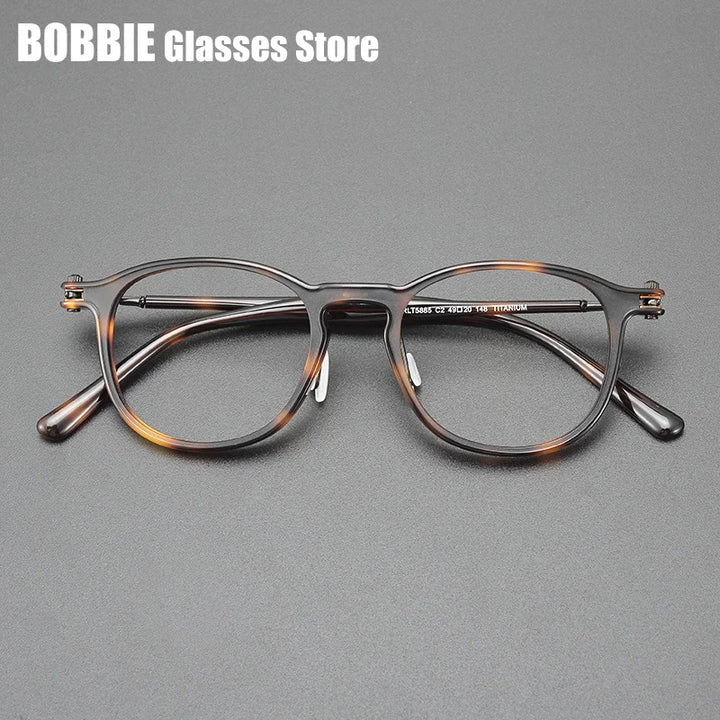 Bobbie Unisex Full Rim Round Square Titanium Acetate Eyeglasses 935885