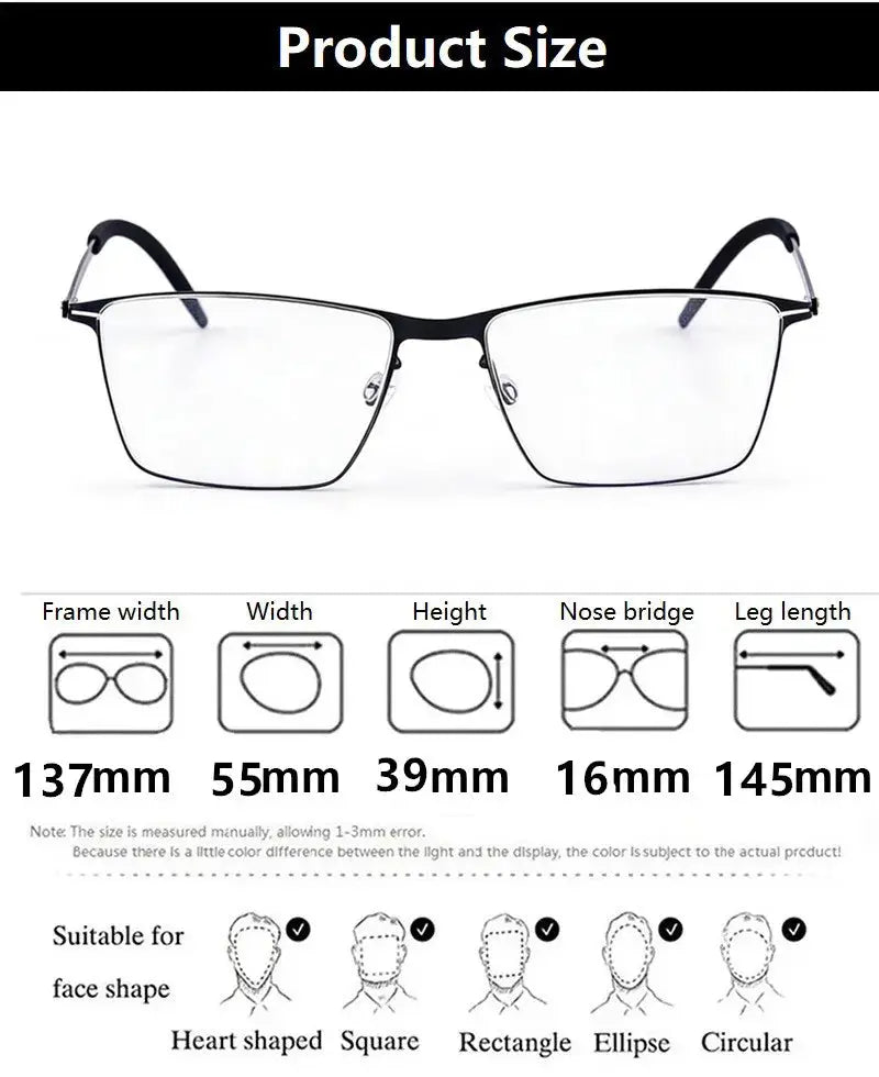 Bobbie 410975 Unisex Screwless Full Rim Square Titanium Frames — view 2 | Bobbie at FuzWeb