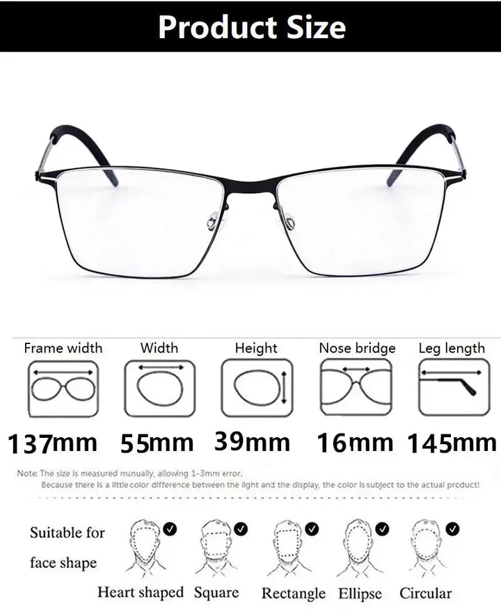 Bobbie 410975 Unisex Screwless Full Rim Square Titanium Frames — view 2 | Bobbie at FuzWeb