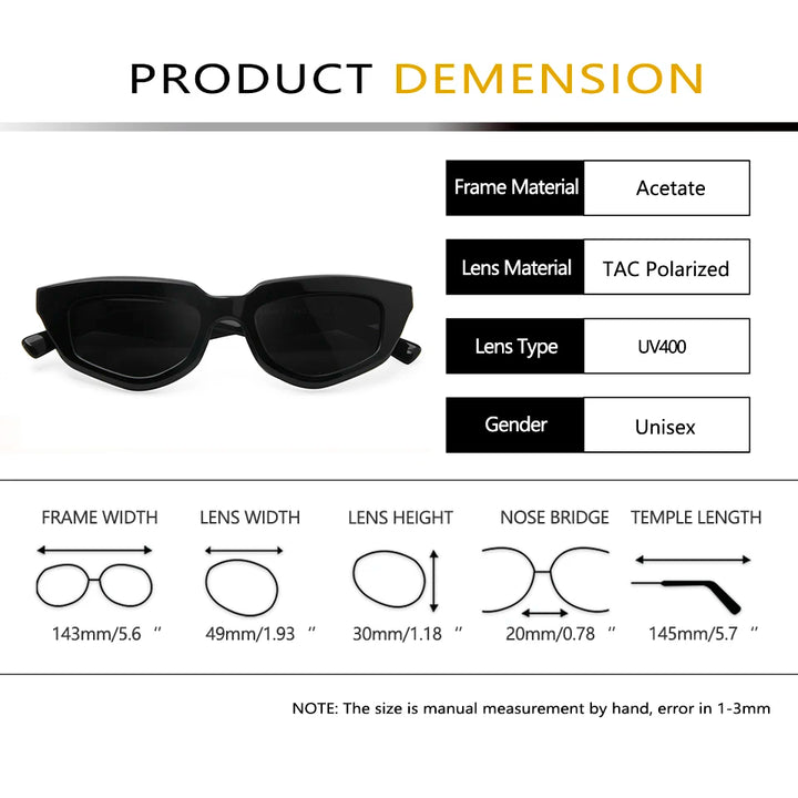 Esnbie Women's Full Rim Oval Brow Line Acetate Sunglasses 230151