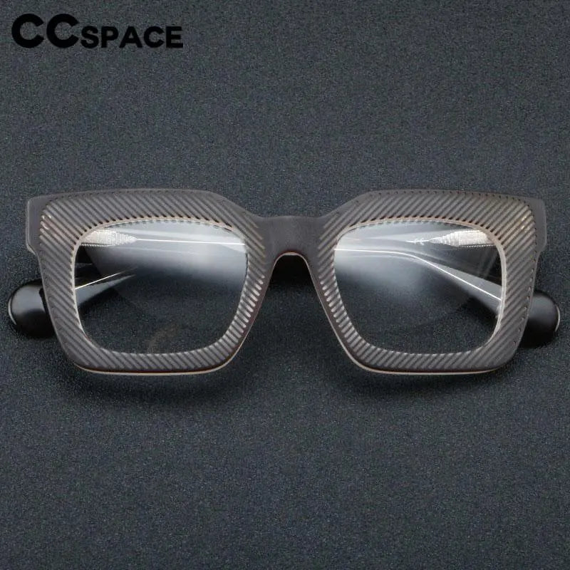 CCSpace Unisex Full Rim Square Acetate Eyeglasses 56911 Full Rim CCspace   
