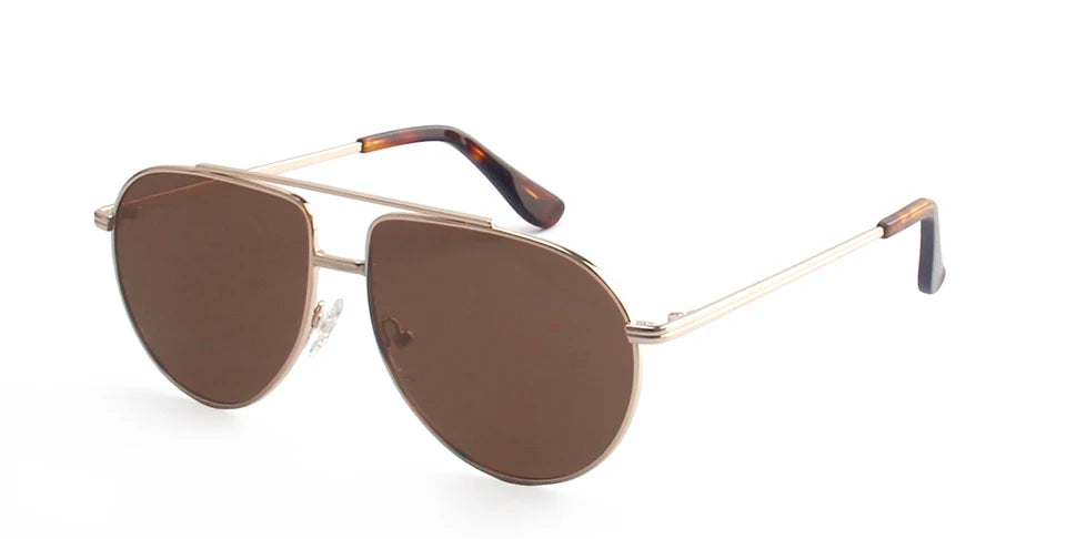 Esnbie Women's Full Rim Oval Double Bridge Alloy Tac Sunglasses 241051
