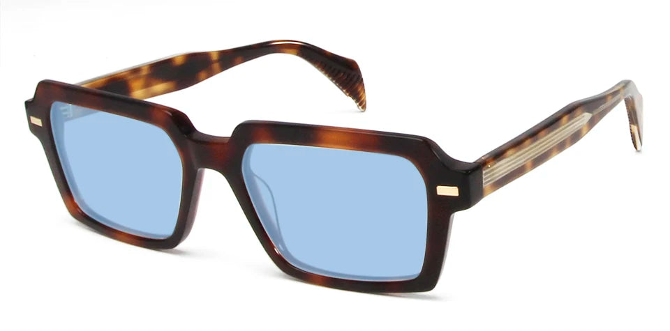 Esnbie Unisex Full Rim Polygon Rectangular Acetate Sunglasses 242031