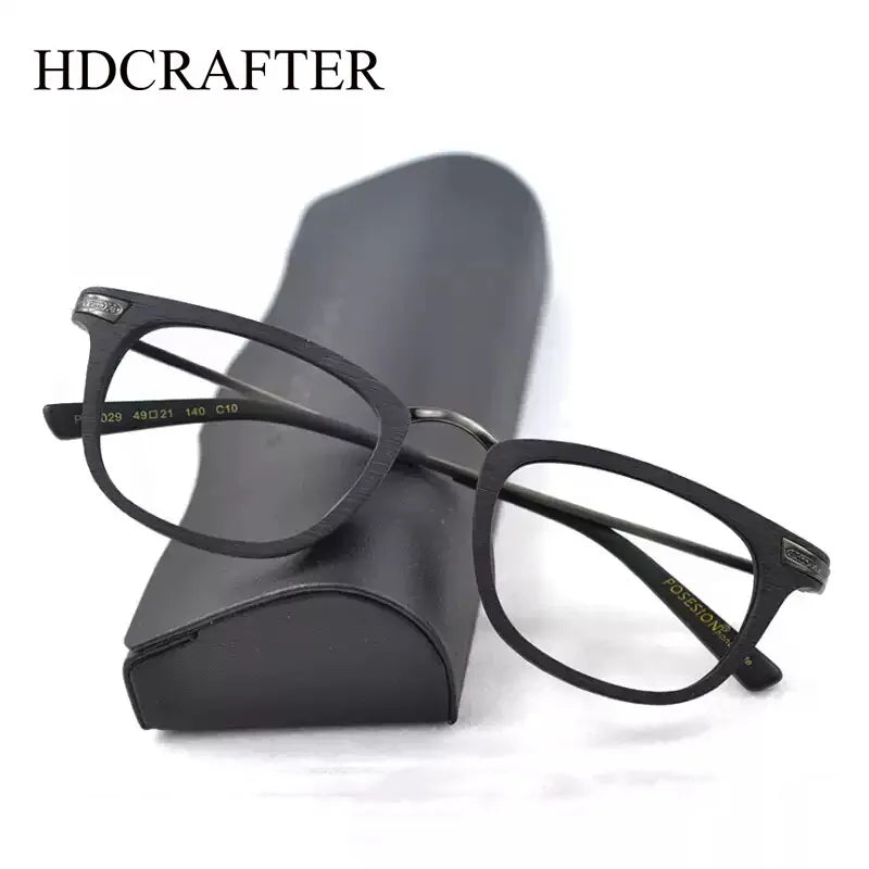 Hdcrafter Unisex Full Rim Square Acetate Titanium Eyeglasses 7029 Full Rim Hdcrafter Eyeglasses   