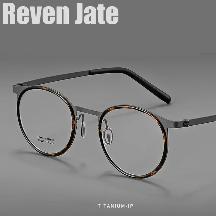 Reven Jate Unisex Full Rim Round Titanium Acetate Eyeglasses J2600 Full Rim Reven Jate   