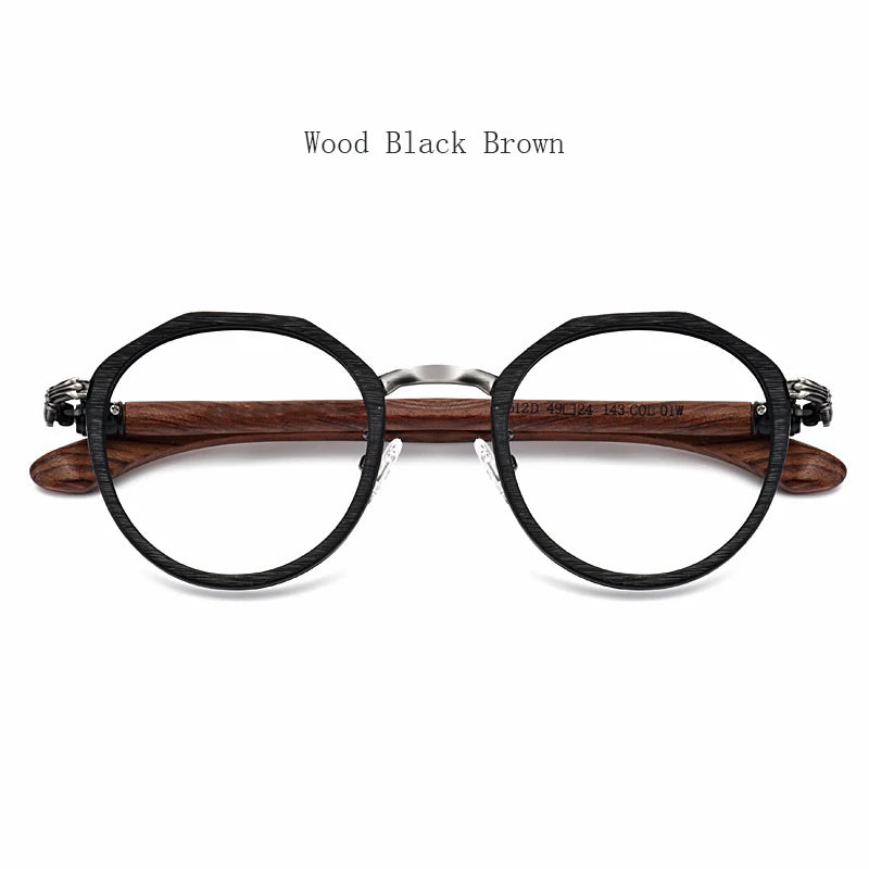Hdcrafter Full Rim Polygon Wood Titanium Acetate Frames 561200 — view 3 | Hdcrafter Eyeglasses at FuzWeb