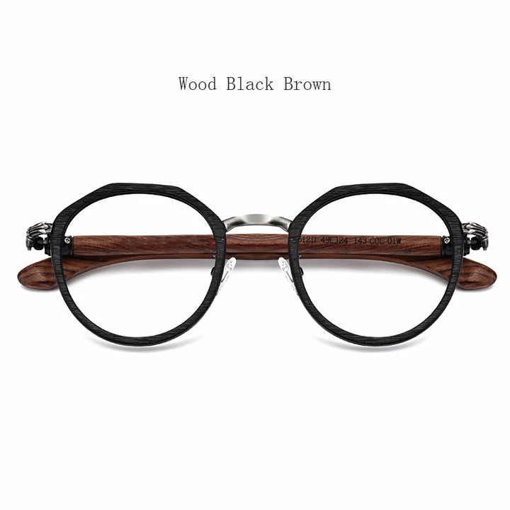 Hdcrafter Full Rim Polygon Wood Titanium Acetate Frames 561200 — view 3 | Hdcrafter Eyeglasses at FuzWeb
