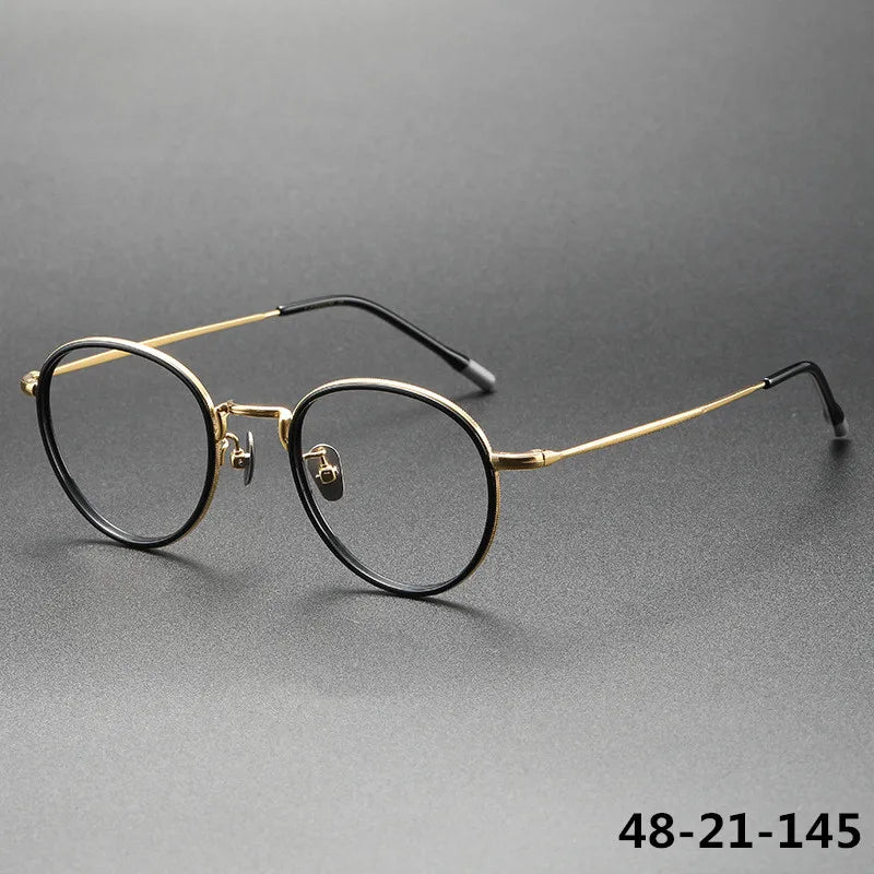 Aimee Men's Full Rim Oval Acetate Titanium Eyeglasses 8507 Full Rim Aimee   