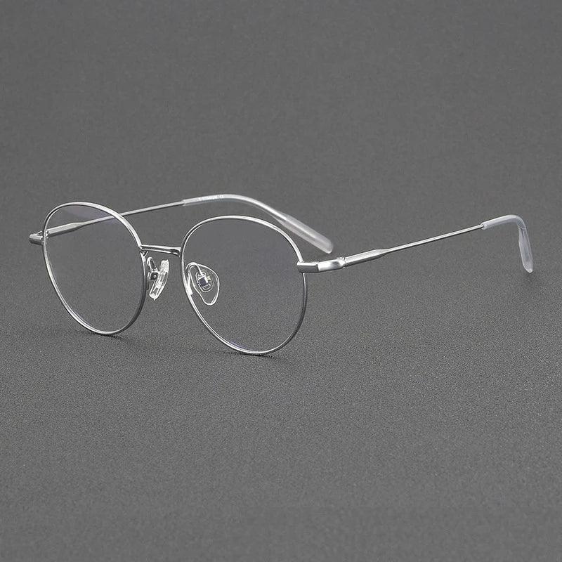 Black Mask Unisex Full Rim Round Oval Titanium Eyeglasses 81030 Full Rim Black Mask Silver  