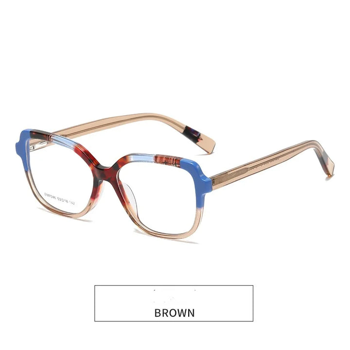 KatKani  Women's Full Rim Square Acetate Eyeglasses Em7046 Full Rim KatKani Eyeglasses BROWN  