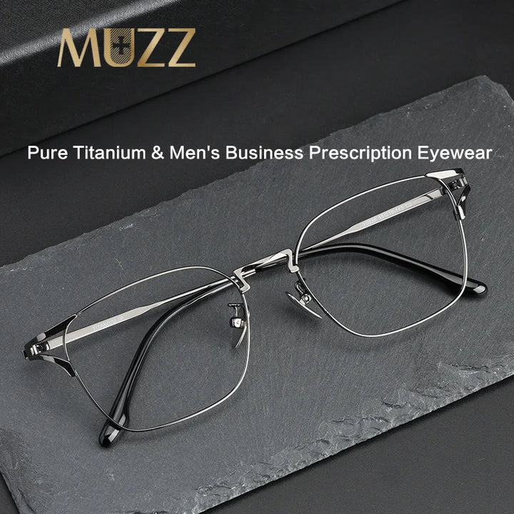 Muzz Unisex Full Rim Square Titanium Eyeglasses 25038 Full Rim Muzz   