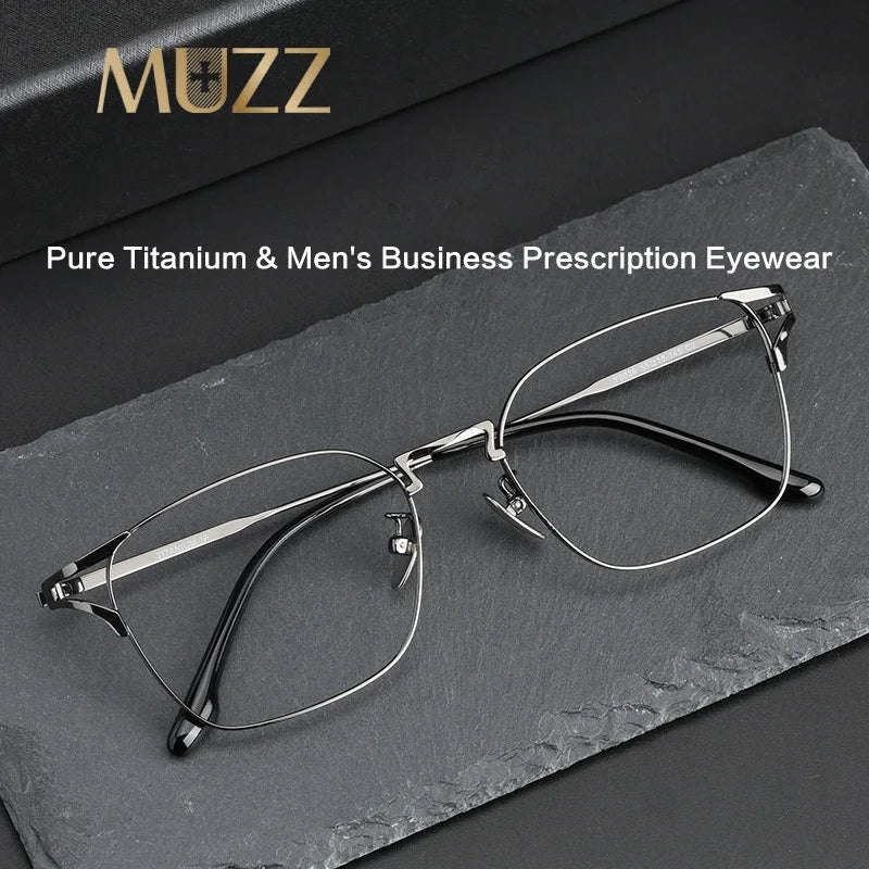 Muzz Unisex Full Rim Square Titanium Eyeglasses 25038 Full Rim Muzz   