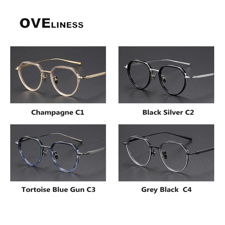 Oveliness Unisex Full Rim Flat Top Round Titanium Acetate Eyeglasses O6701 Full Rim Oveliness   