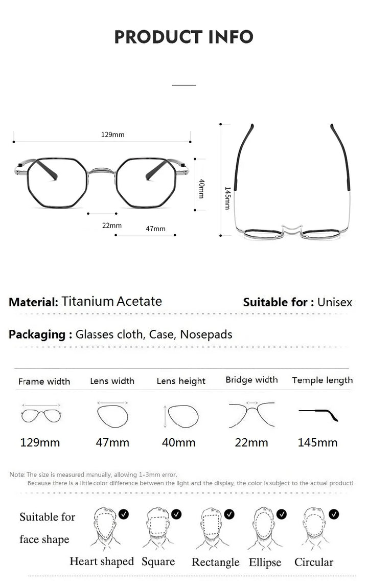 Aimee Unisex Full Rim Flat Top Polygon Titanium Acetate Eyeglasses 80635 Full Rim Aimee   