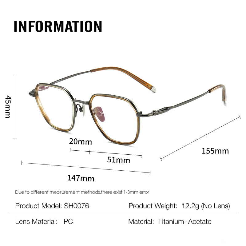 Muzz SH0076 unisex pure titanium acetate prescription eyeglasses — view 2