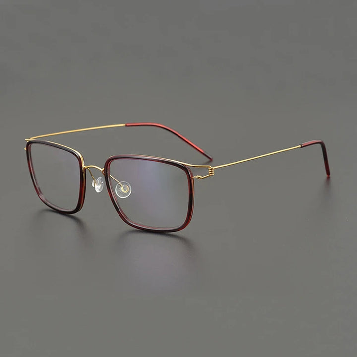 Black Mask Unisex Full Rim Square Screwless Titanium Eyeglasses 6062 Full Rim Black Mask Red-Gold  