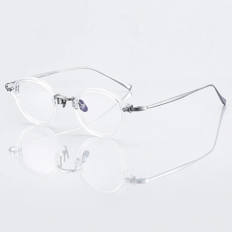 Black Mask Unisex Full Rim Round Titanium Acetate Eyeglasses 396182