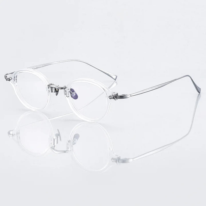 Black Mask Unisex Full Rim Round Titanium Acetate Eyeglasses 396182