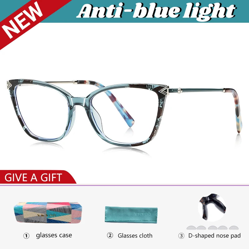 Vicky Women's Full Rim Square Cat Eye Tr 90 Alloy Reading Glasses 77234