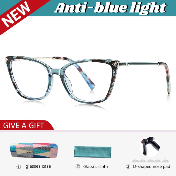 Vicky Women's Full Rim Square Cat Eye Tr 90 Alloy Reading Glasses 77234