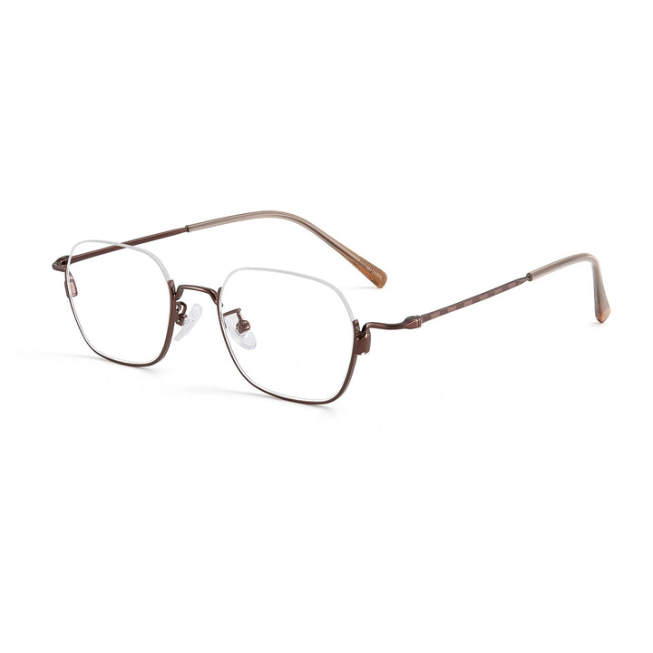 Yimaruili Unisex Bottom Semi Rim Square Alloy Eyeglasses 34907