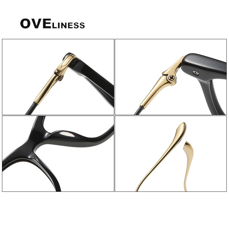Oveliness Unisex Full Rim Square Acetate Titanium Eyeglasses M2049 Full Rim Oveliness   