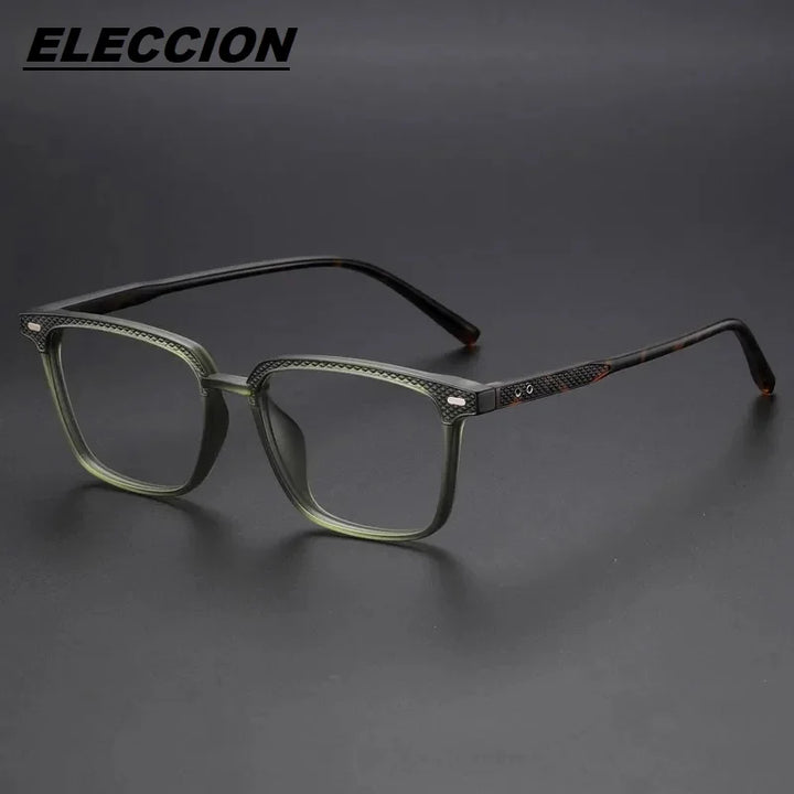 Eleccion Unisex Full Rim Square Tr 90 Titanium Eyeglasses 14152 Full Rim Eleccion Matte Green CHINA