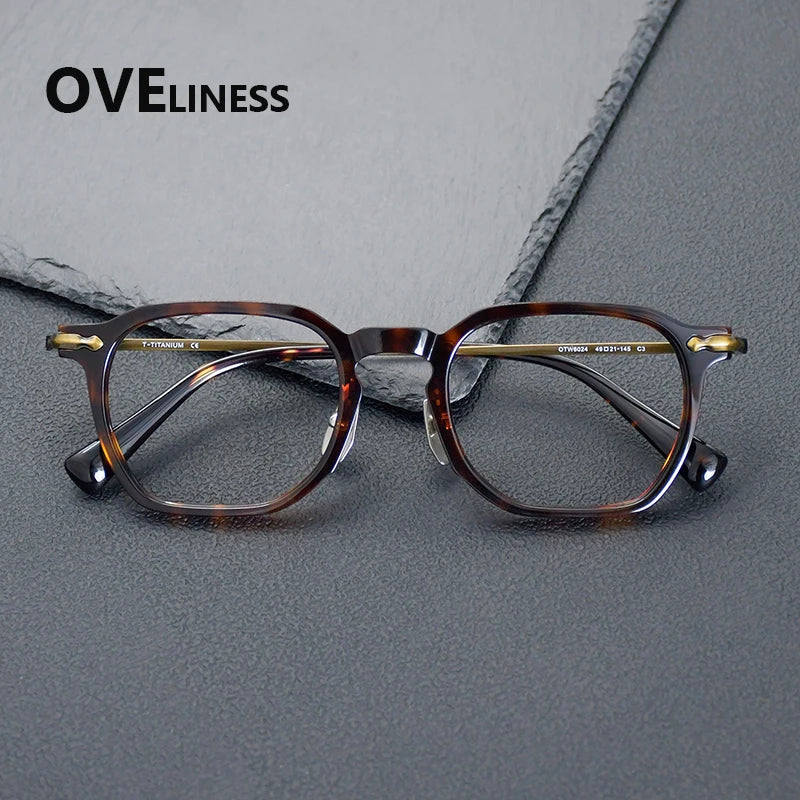 Oveliness Unisex Full Rim Square Acetate Titanium Eyeglasses 926024