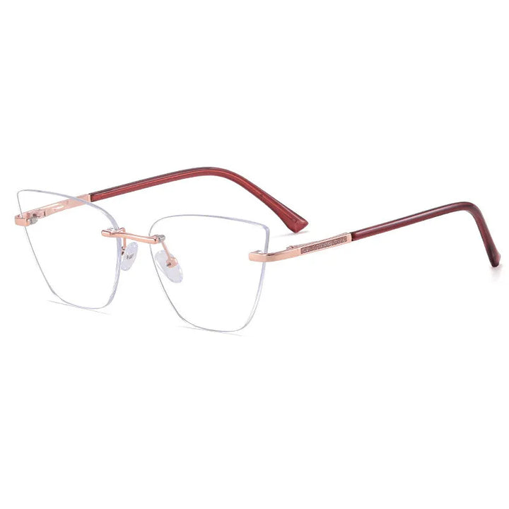 CCspace Women's Rimless Oval Cat Eye Tr 90 Alloy Reading Glasses 312720