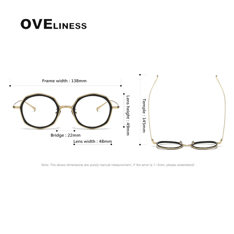Oveliness Unisex Full Rim Polygon Acetate Titanium Eyeglasses U135 Full Rim Oveliness   
