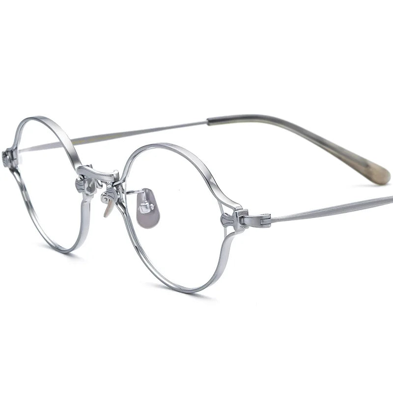 Nobler Unisex Full Rim Irregular Round Titanium Eyeglasses K188 Full Rim Nobler   