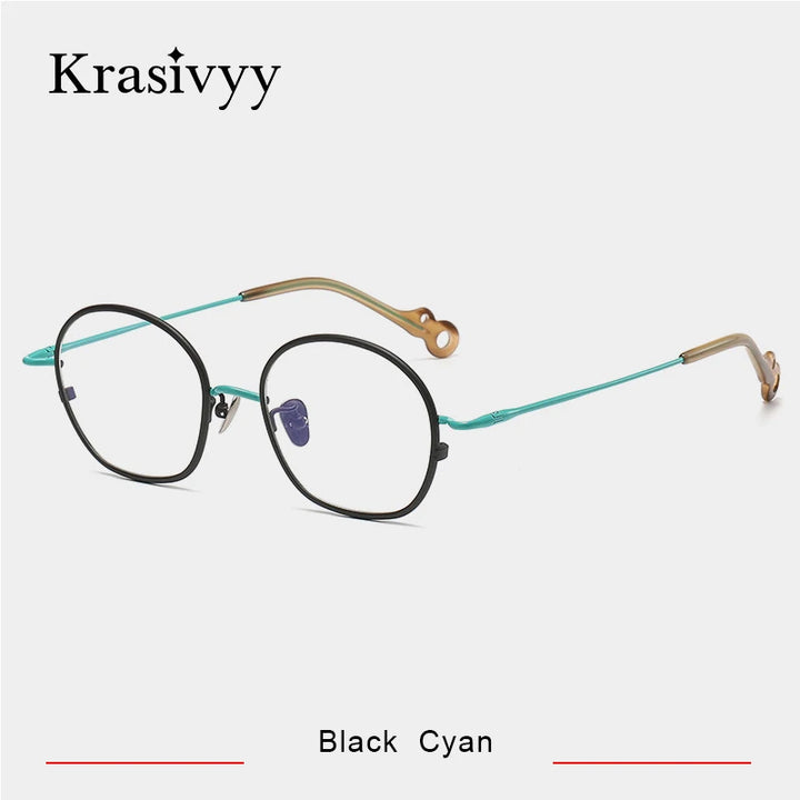 Krasivyy Unisex Full Rim Irregular Round Titanium Eyeglasses 45960